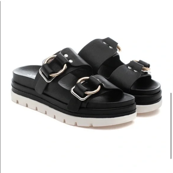 NWT J/SLIDES BAHA Black Leather Sandal - Picture 3 of 16